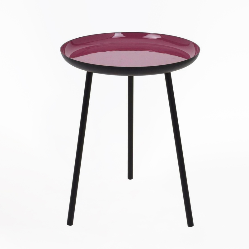 Mesa Met&aacute;lica com Tampo Bordeaux